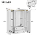 Freestanding 4 - Door Wardrobe Armoire with 2 Drawers and Hanging Rods for Clothes Storage