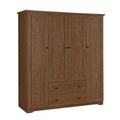 Freestanding 4 - Door Wardrobe Armoire with 2 Drawers and Hanging Rods for Clothes Storage