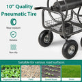 Portable Garden Hose Reel Cart Holds 300FT of 5/8" Large Capacity, Heavy-Duty Metal Hose Cart with 4 Wheels & Storage Basket for Lawn Yard