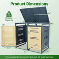 44 Cu.Ft Outdoor Metal Trash Can Storage Shed for 2 Bins, Double Garbage Can Enclosure with Gas Strut, Shock Absorber & Lockable Doors