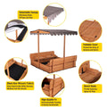 Morgete 47'' Outdoor Sandbox for Kids with Lid and Bench, Wooden Sand Play Toys Center