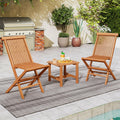 Tangkula 3 Pieces Outdoor Teak Wood Folding Patio Bistro Set