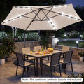 Tangkula 10ft Patio Offset Cantilever Outdoor Umbrella with LED Lights