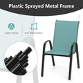 Set of 4 Outdoor Stackable Dining Chairs with Breathable Fabric, All Weather Patio Dining Chairs, 330LBS Heavy Duty Rustproof Steel Frame