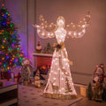 Tangkula 5 FT Lighted Christmas Angel, Outdoor Pre - lit 3D Glittered Angel with 100 Warm White Lights