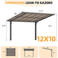 AECOJOY 12' x 10' Gazebo, Outdoor 10x12 Pergola Carport for Patio, Freestanding Lean to Hardtop Gazebo