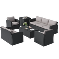 AECOJOY 7 PCS Outdoor Patio Furniture Sets with 2 Storage Boxes, Black & Grey