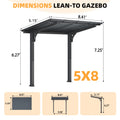 AECOJOY 8' x 5' Lean to Grill Gazebo Hardtop Outdoor Pergola for Patio