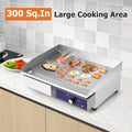 22" Commercial Electric Griddle 2000W, Stainless Steel Flat Top Grill w/ Cast Iron Plate & 122°F-572°F Adjustable Temp, Kitchen Countertop Teppanyaki