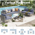 AECOJOY 7-Piece Patio Outdoor Furniture Set, Boho Outdoor Sectional Set, Grey&Blue
