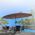 AECOJOY 15x9ft Double-Sided Patio Umbrella, Brown