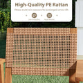Tangkula Acacia Wood Outdoor Dining Chairs Set of 2/4 PE Rattan Patio Chairs with Backrests and Armrests
