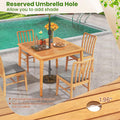 Tangkula 5 Piece Patio Wood Dining Set for Front Porch Yard Balcony and Poolside