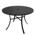 Tangkula 42.5" Round Metal Patio Dining Table for 4 with Umbrella Hole