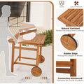 AECOJOY 5 Piece Outdoor Patio Dining Set, Acacia Wood Outdoor Table and Chairs with Wheels