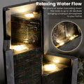 Outdoor Modern Waterfall Fountain Water Fall Fountains with LED Lights for Garden, Patio, Backyard, Deck, Porch and Home Decor