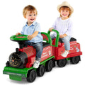6V 2 - Seater Ride On Train with Detachable Carriage, Under - Seat Storage, Whistle & Flashing LED Lights, Trackless Electric Ride On Toy for Kids