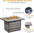 Layinsun 44" Propane Gas Fire Pit Table, 55000 BTU Rectangular Fire Pit with Glass Wind Guard for Outside Patio Deck Garden Backyard