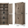 71" Tall Farmhouse Kitchen Pantry Cabinet, 5 Layers Storage Cabinet with Adjustable Shelves, Farmhouse Pantry Cabinet with 4 Barn Doors