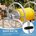 Portable Garden Hose Reel Cart Holds 300FT of 5/8" Large Capacity, Heavy-Duty Metal Hose Cart with 4 Wheels & Storage Basket for Lawn Yard