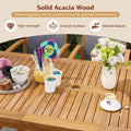 Tangkula 9 Pieces Patio Table and Chairs Set  with Acacia Wood Expandable Table and 8 PE Rattan Armchairs