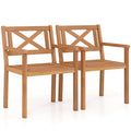 Tangkula Acacia Wood Patio Dining Chairs Set of 2/4 with 400 lbs Capacity