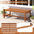 Tangkula Outdoor Wood Bench Backless Set of 1/2 Solid Hardwood Patio Dining Bench(1/2)