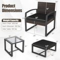 Tangkula 5 Pieces Wicker Patio Conversation Set 2-Person Small Balcony Furniture Seating Set