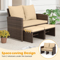 Tangkula 3 Pieces Patio PE Wicker Furniture Set with Cushions