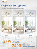 Zardon 52 in Black Ceiling Fan with LED Light and Remote, Downrod 6-Speed and Quiet Reversible DC Motor for Bedroom, Living Room, Indoor