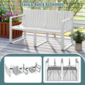 All-Weather Plastic Outdoor Patio Bench, 2-Person Garden Loveseat with Curved Backrest & Slatted Design for Backyard, Poolside, Deck