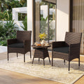 Tangkula 3 Piece Patio Furniture Set | Hand-Woven PE Wicker Conversation Set