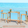 Tangkula Patio Rectangle Counter Height Pub Table with Slatted Tabletop