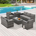 AECOJOY 7 PCS Outdoor Patio Furniture Sets with 2 Storage Boxes, Grey