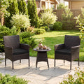 Tangkula 3 Piece Patio Furniture Set | Hand-Woven PE Wicker Conversation Set