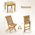 Tangkula 3 Piece Teak Wood Bistro Set, Outdoor Conversation Set with 2 Folding Chairs & Square Side Table