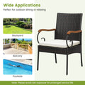 Tangkula 5-Piece Outdoor Dining Set with Acacia Wood Table & 4 Wicker Rattan Armrest Chairs