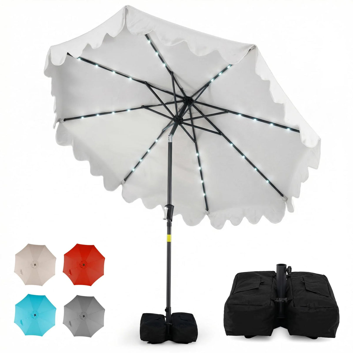 Tangkula 9 FT Solar Patio Umbrella with 32 LED Lights