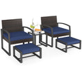 Tangkula 5 Pieces Wicker Patio Conversation Set 2-Person Small Balcony Furniture Seating Set