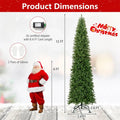 12 FT Pre-Lit Slim Pencil Christmas Tree with 1000 Warm White LED Lights, 2840 Hinged Branch Tips & Folding Stand for Indoor Outdoor Holiday Decor