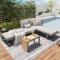 AECOJOY 4 Piece Metal Patio Furniture Set with Waterproof Cover, Convertible Outdoor Daybed with Coffee Table