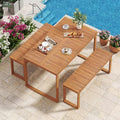 Tangkula Rectangular Acacia Wood Patio Dining Table with Slatted Tabletop (49" x 27.5")