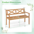 Tangkula Acacia Wood Outdoor Loveseat Bench 2-Person Patio Garden Bench