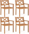 Tangkula Acacia Wood Patio Dining Chairs Set of 2/4 with 400 lbs Capacity