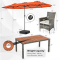 Tangkula 9 Pieces Rattan Outdoor Dining Set with 13Ft Solar Patio Umbrella