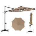 Tangkula 10ft Patio Umbrella 35 LED Lights Aluminum Pole 360 Degree Rotation