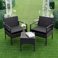 Tappio Outdoor Furniture 3 Piece Patio Bistro Furniture Set, Rattan Conversation Chairs Set with Side Table and Cushions, Patio Furniture Sets for Balcony Garden Porch, Red