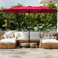 AECOJOY 15x9ft Double-Sided Patio Umbrella, Red