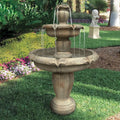 48�?h Outdoor Floor Water Fountain, 3 - Tiers Concrete Water Fountain with Submersible Electric Pump - Garden Cascading Waterfall for Yard Patio Lawn Home Decor