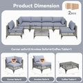 AECOJOY 7-Piece Patio Outdoor Furniture Set, Boho Outdoor Sectional Set, Grey&Blue